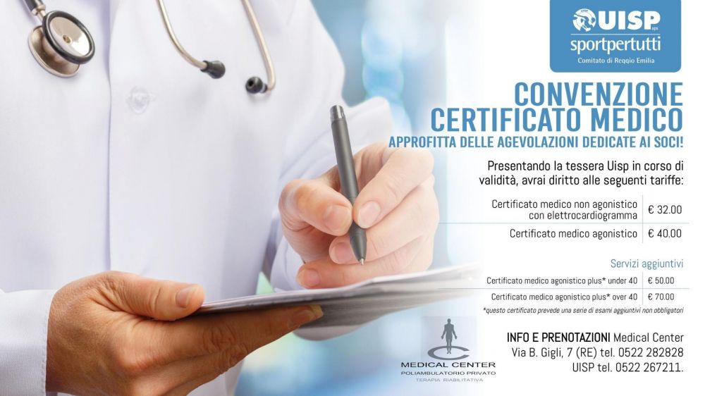 UISP - Reggio Emilia - CERTIFICATO MEDICO OBBLIGATORIO